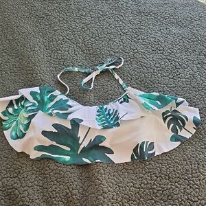 Tropical Leaf Print Bikini Top